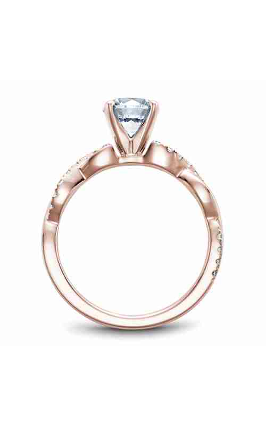 14K Rose Gold Twist Band Sidestone Round Engagement Ring