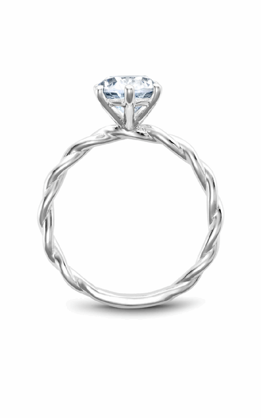 18K White Gold Twist Band Solitaire Oval Engagement Ring