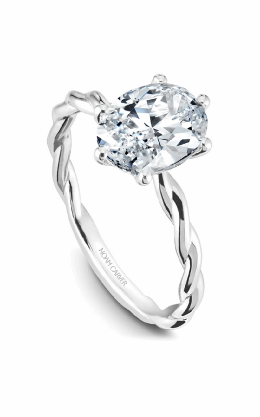 Platinum Twist Band Solitaire Oval Engagement Ring