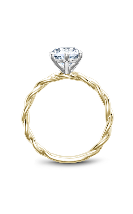 18K White Gold and 18K Yellow Gold Twist Band Solitaire Oval Engagement Ring