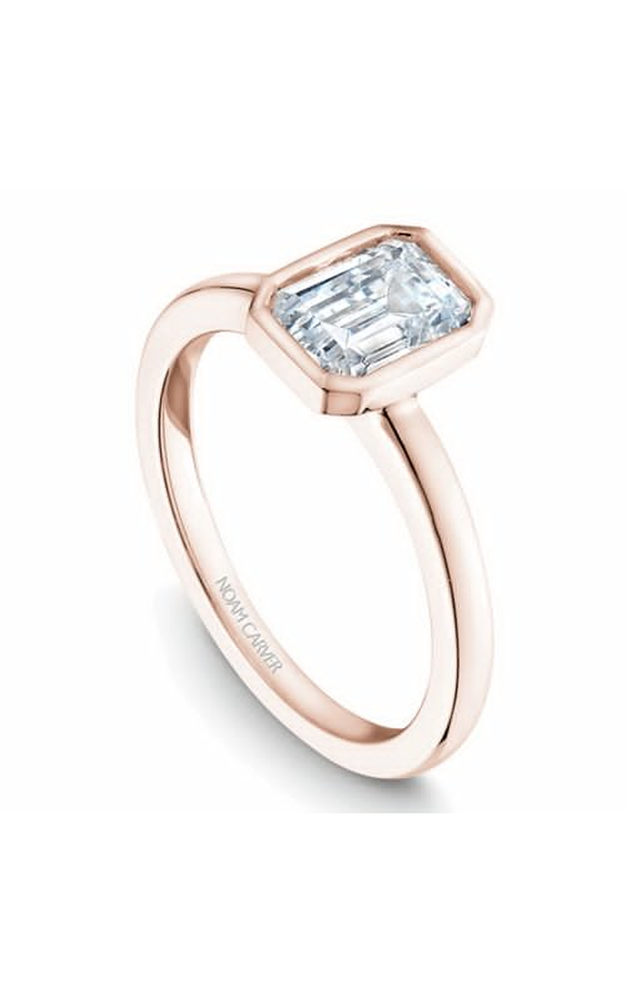 14K Rose Gold Bezel Solitaire Emerald Engagement Ring