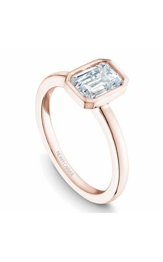 14K Rose Gold Bezel Solitaire Emerald Engagement Ring