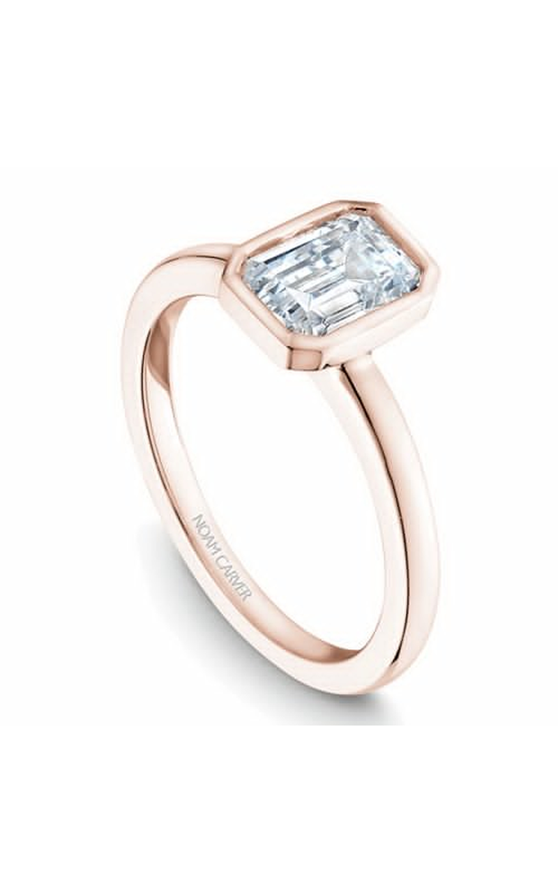 14K Rose Gold Bezel Solitaire Emerald Engagement Ring