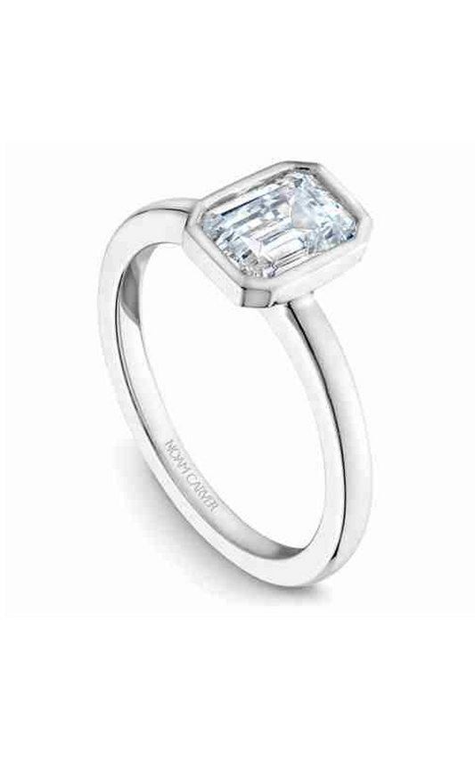 18K White Gold Bezel Solitaire Emerald Engagement Ring