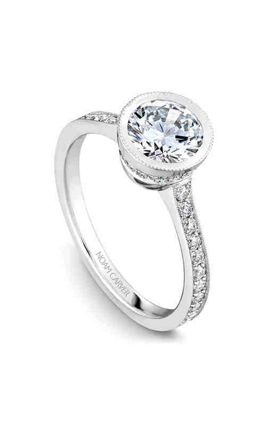 Platinum Bezel Sidestone Round Engagement Ring