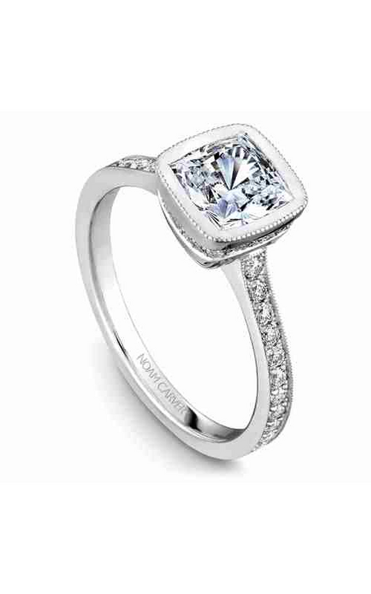 Platinum Bezel Sidestone Cushion Engagement Ring