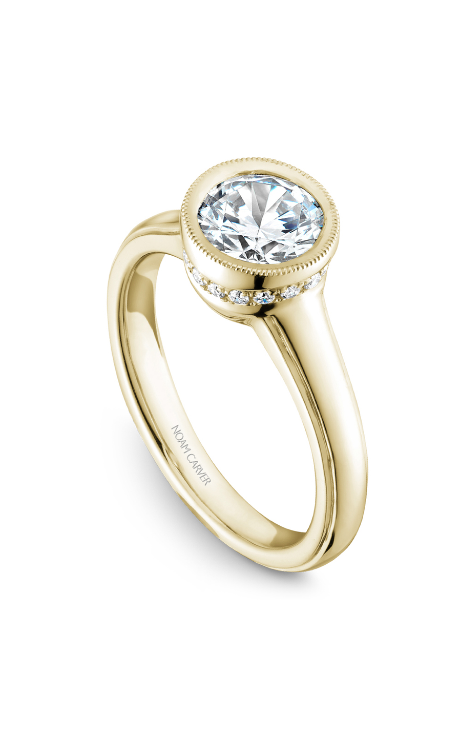 14K Yellow Gold Bezel Solitaire Round Engagement Ring