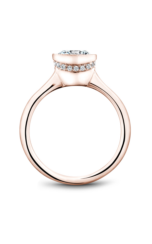 18K Rose Gold Bezel Solitaire Cushion Engagement Ring