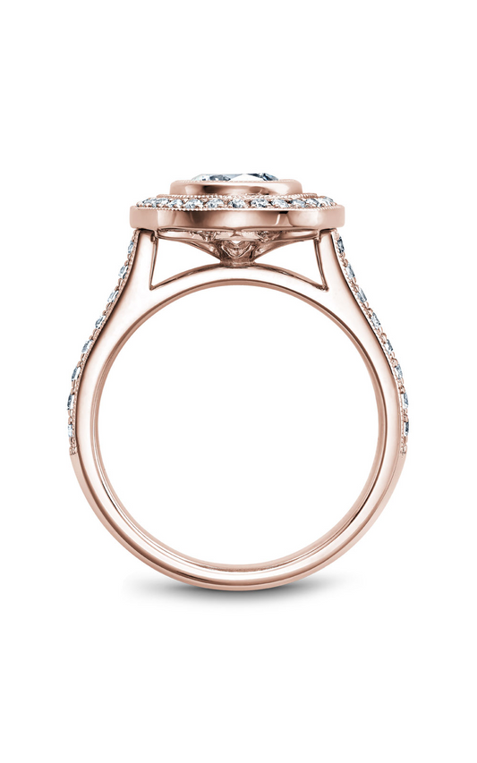 14K Rose Gold Bezel Halo Round Engagement Ring