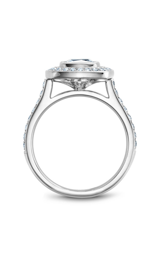 14K White Gold Bezel Halo Cushion Engagement Ring