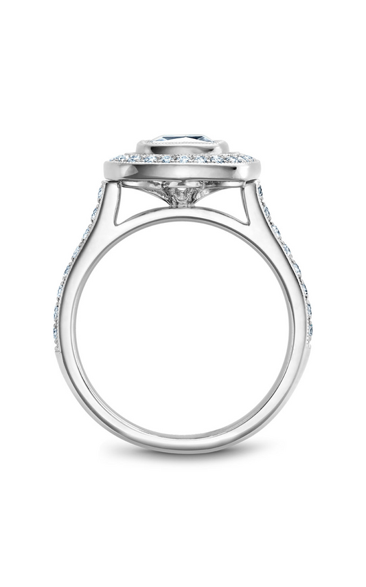 18K White Gold Bezel Halo Cushion Engagement Ring