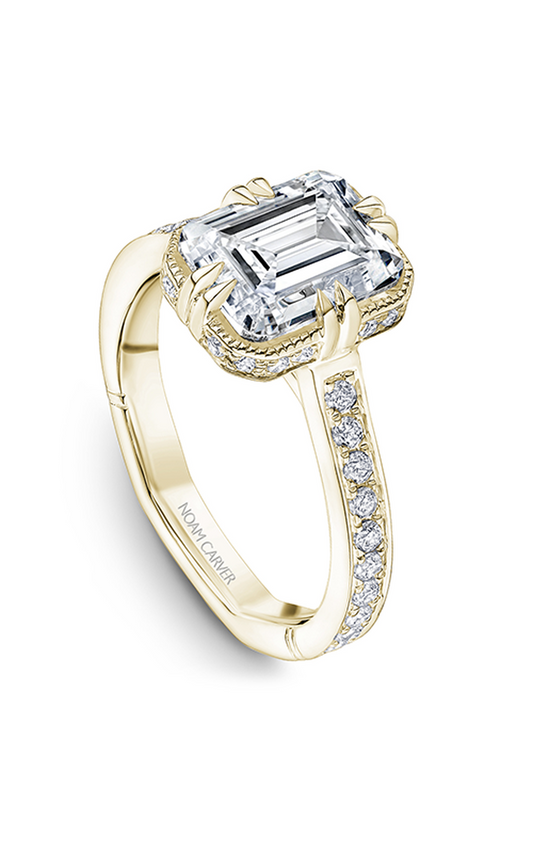 14K Yellow Gold Atelier Halo Emerald Engagement Ring