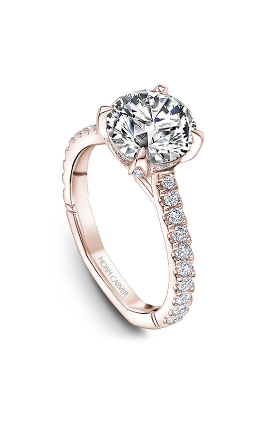 14K Rose Gold Atelier Sidestone Round Engagement Ring