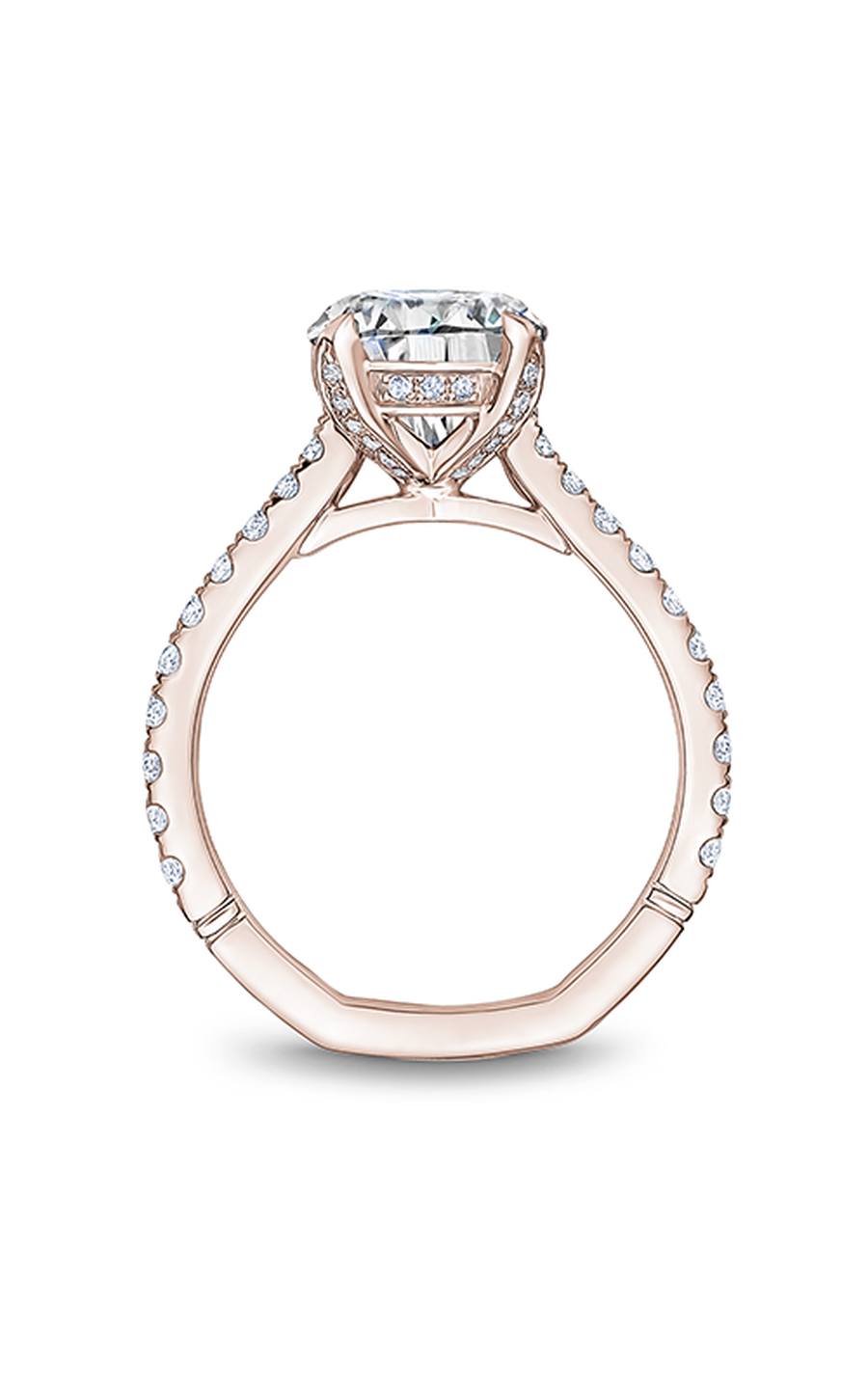 14K Rose Gold Atelier Sidestone Round Engagement Ring