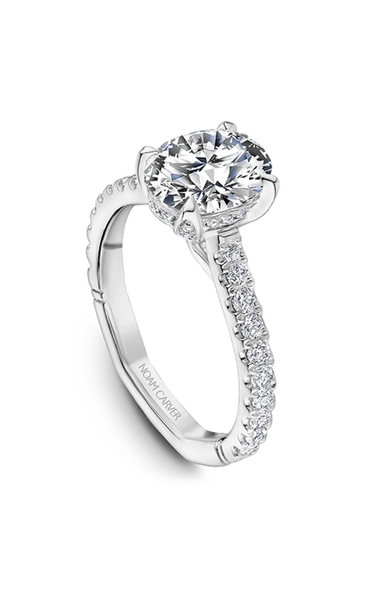 18K White Gold Atelier Sidestone Oval Engagement Ring