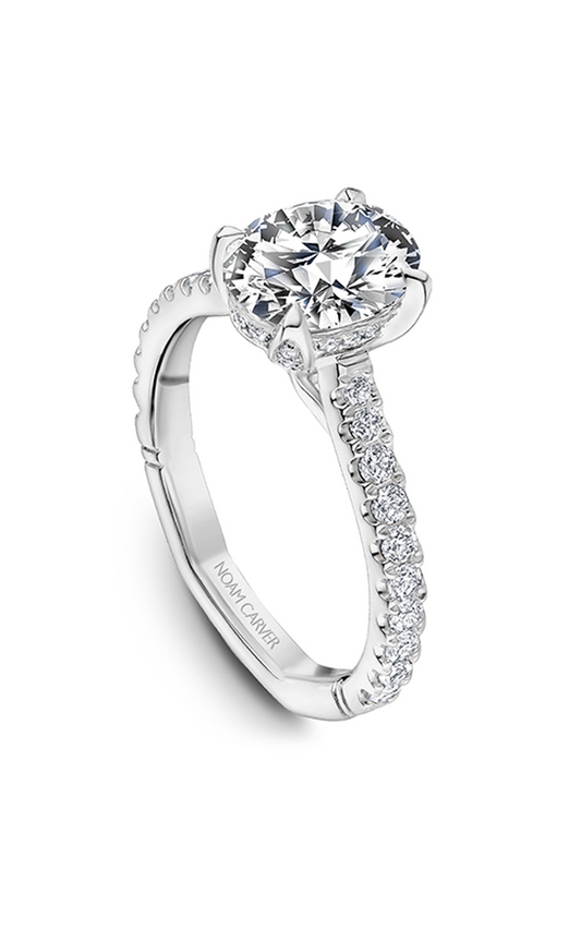 18K White Gold Atelier Sidestone Oval Engagement Ring