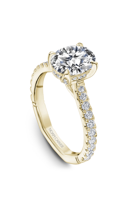 14K Yellow Gold Atelier Sidestone Oval Engagement Ring