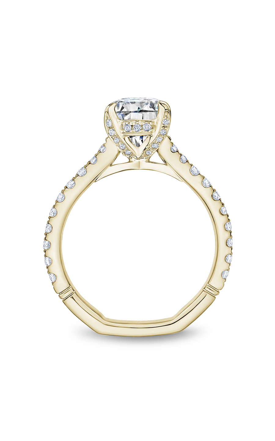 18K Yellow Gold Atelier Sidestone Oval Engagement Ring