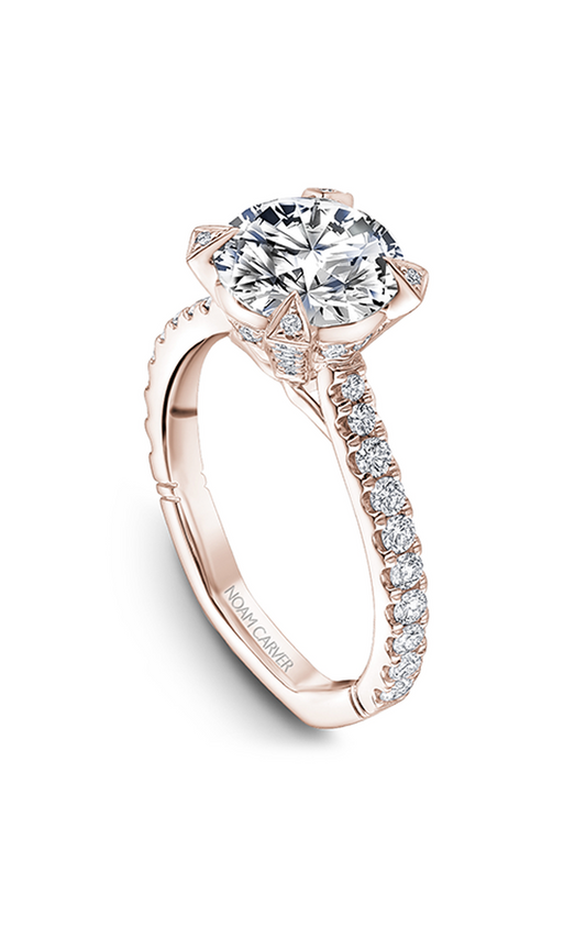 14K Rose Gold Atelier Sidestone Round Engagement Ring