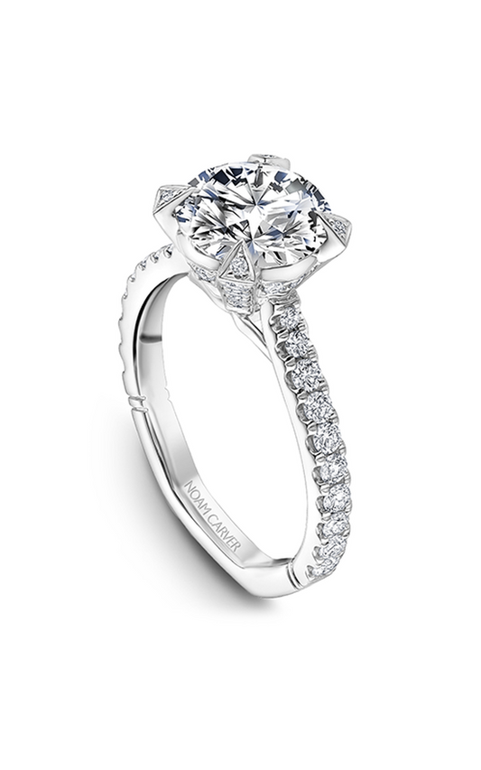18K White Gold Atelier Sidestone Round Engagement Ring