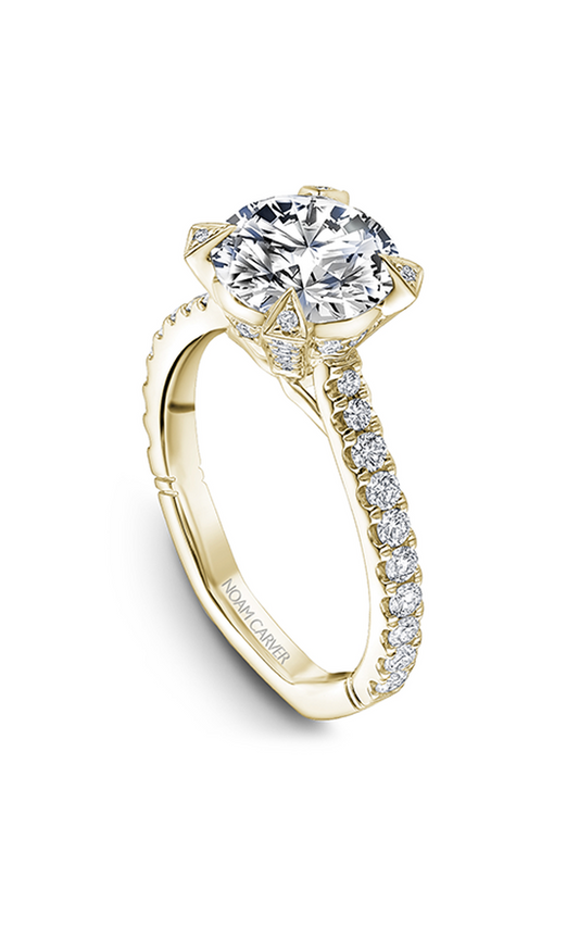 18K Yellow Gold Atelier Sidestone Round Engagement Ring