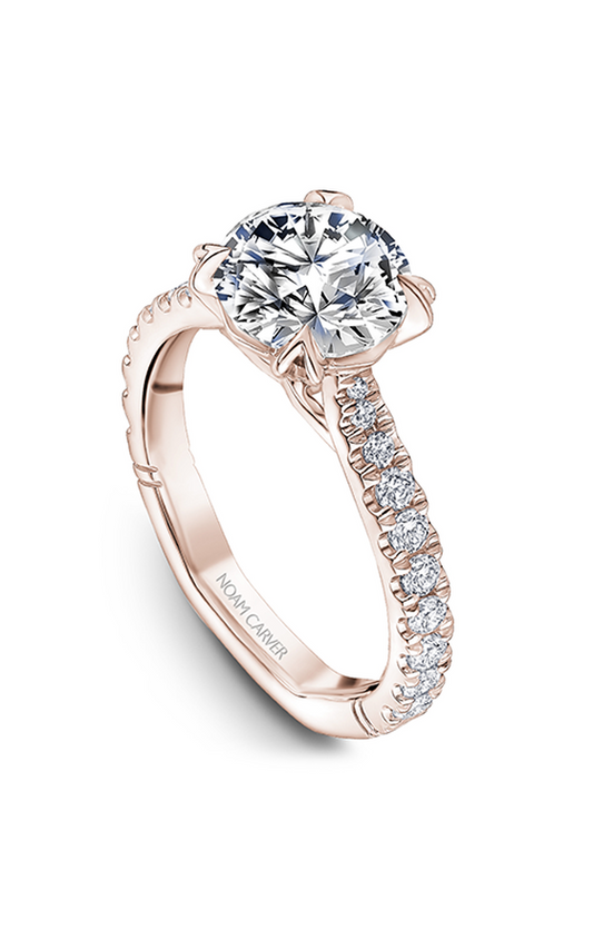 14K Rose Gold Atelier Sidestone Round Engagement Ring
