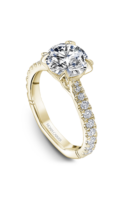 18K Yellow Gold Atelier Sidestone Round Engagement Ring
