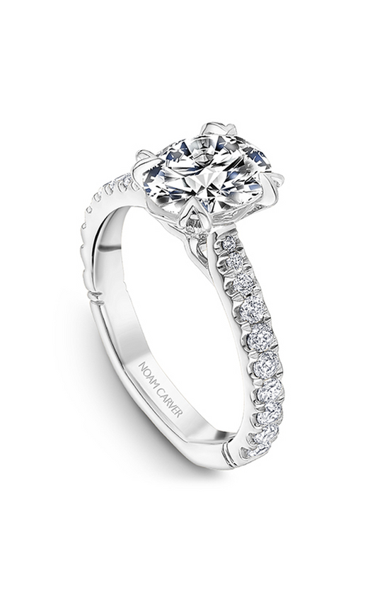 18K White Gold Atelier Sidestone Oval Engagement Ring