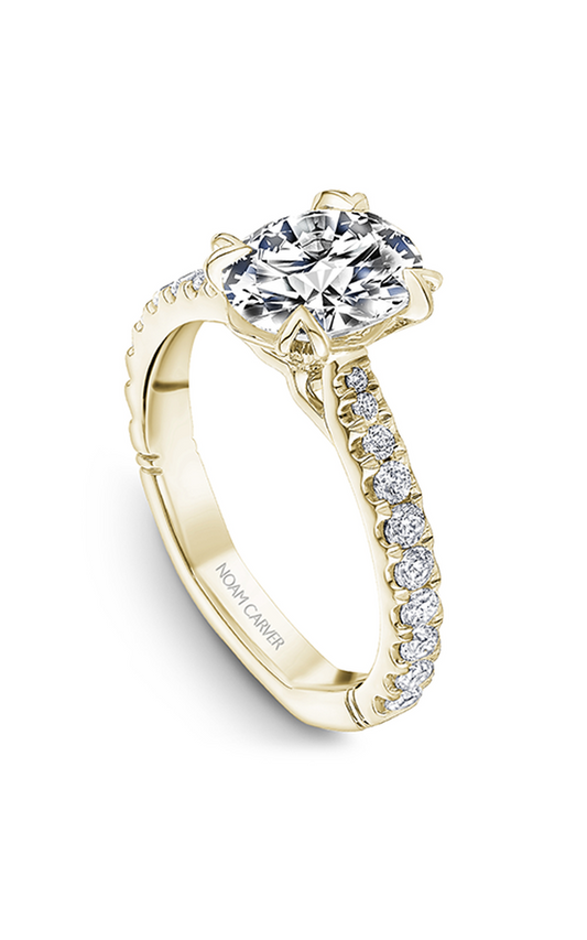18K Yellow Gold Atelier Sidestone Oval Engagement Ring
