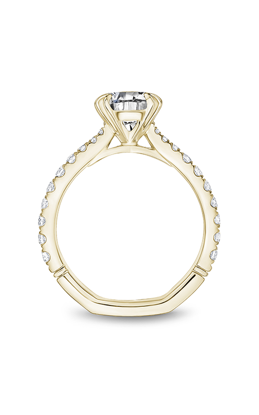 18K Yellow Gold Atelier Sidestone Oval Engagement Ring
