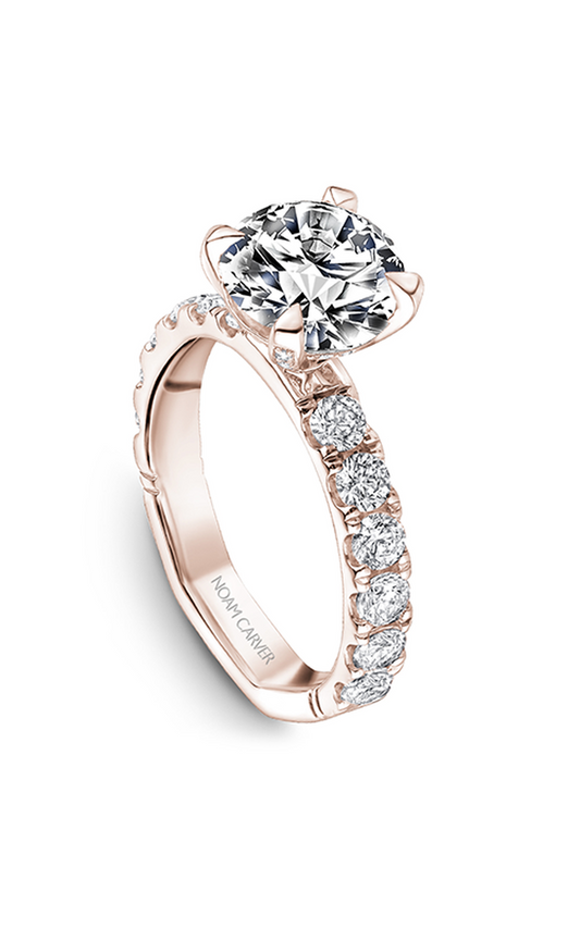 14K Rose Gold Atelier Sidestone Round Engagement Ring