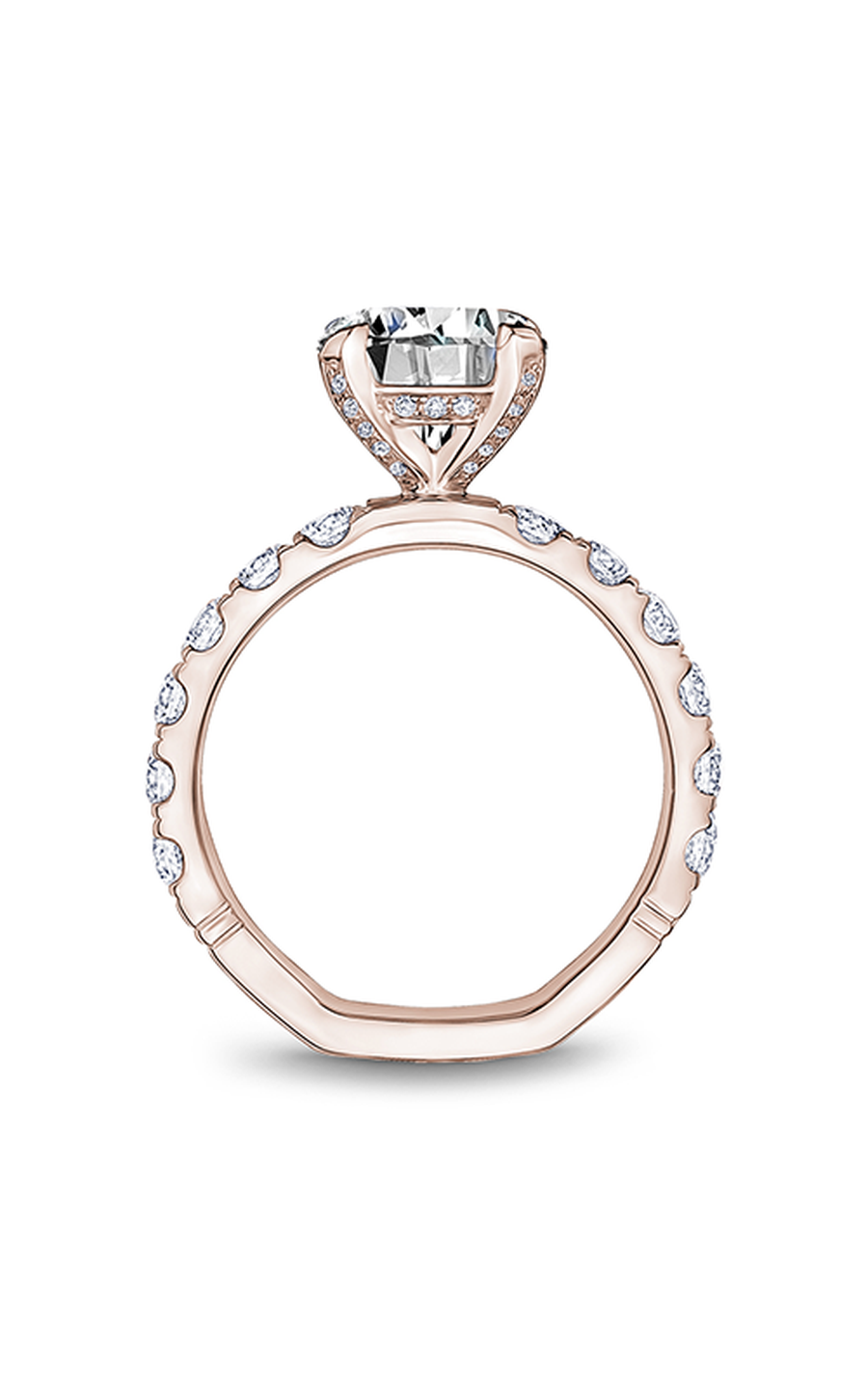 18K Rose Gold Atelier Sidestone Round Engagement Ring
