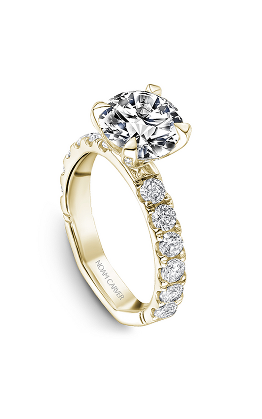 14K Yellow Gold Atelier Sidestone Round Engagement Ring