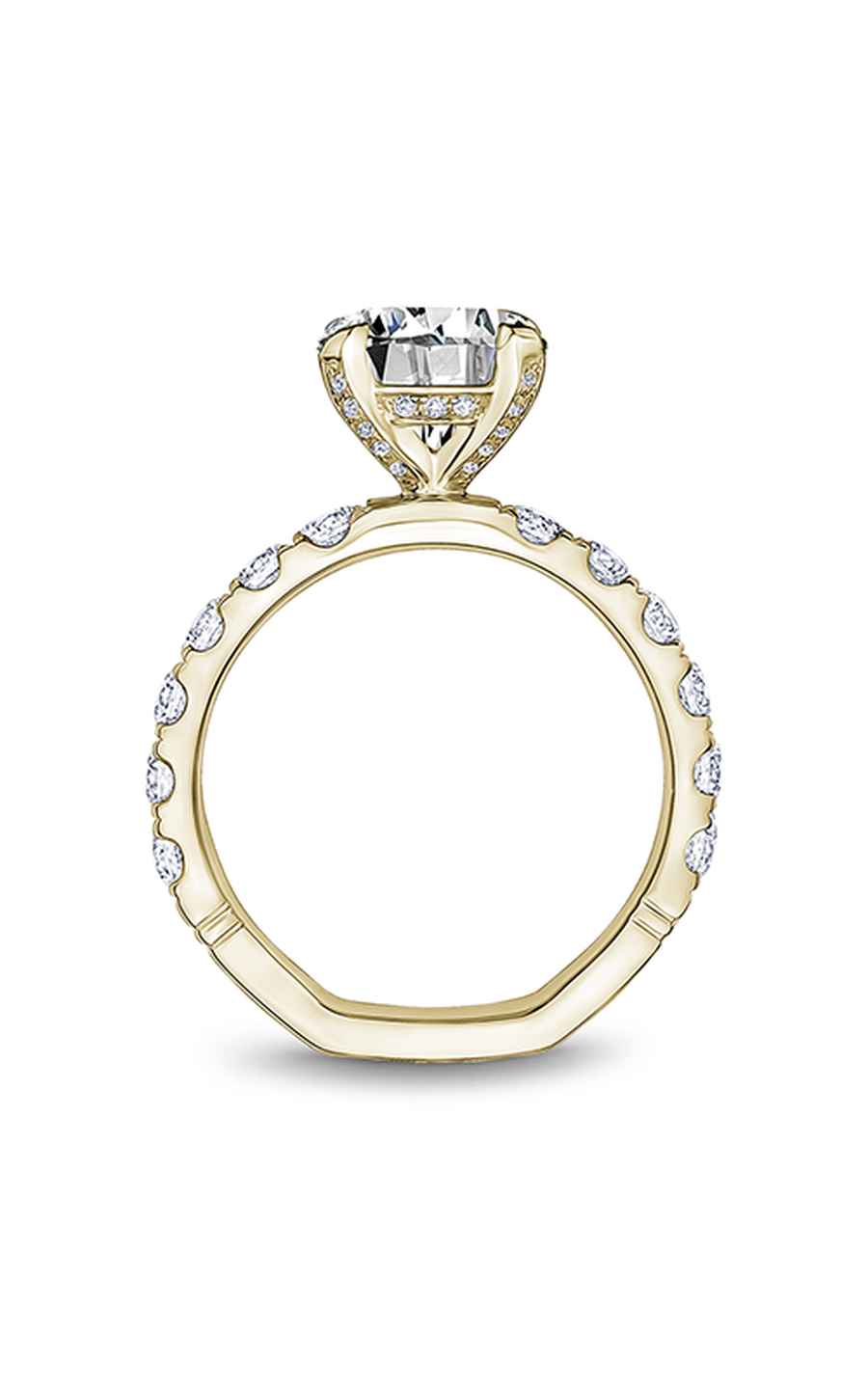 18K Yellow Gold Atelier Sidestone Round Engagement Ring