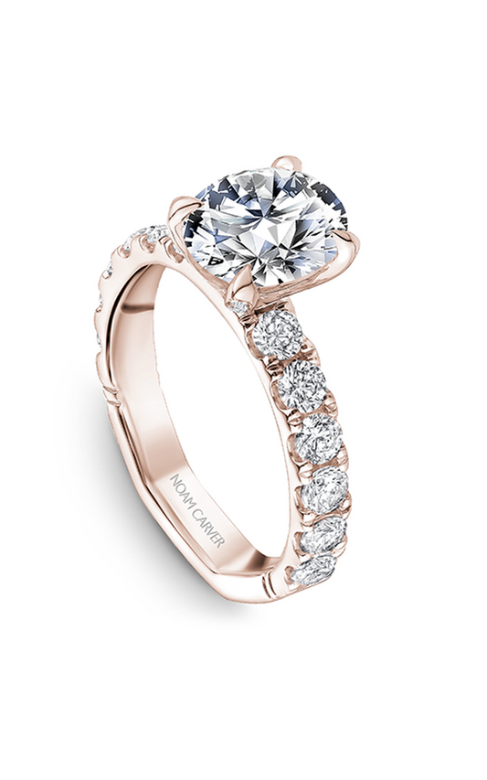 14K Rose Gold Atelier Sidestone Oval Engagement Ring