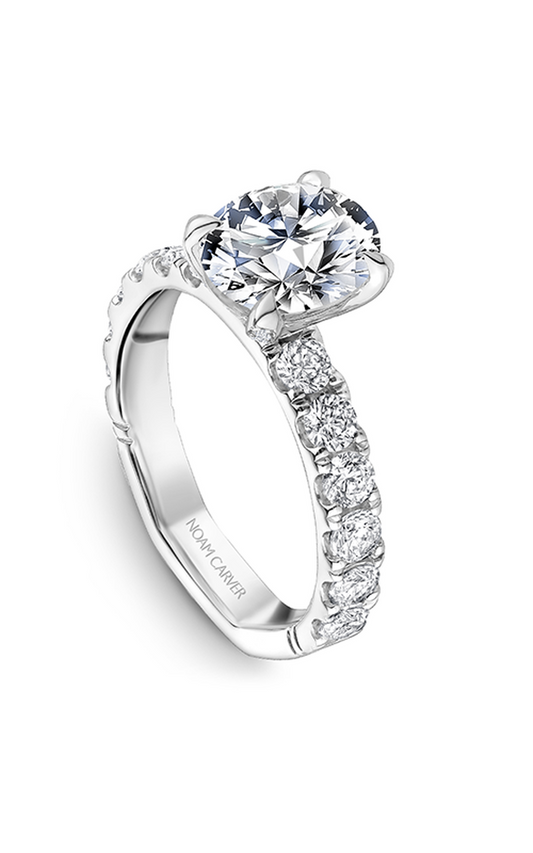 14K White Gold Atelier Sidestone Oval Engagement Ring