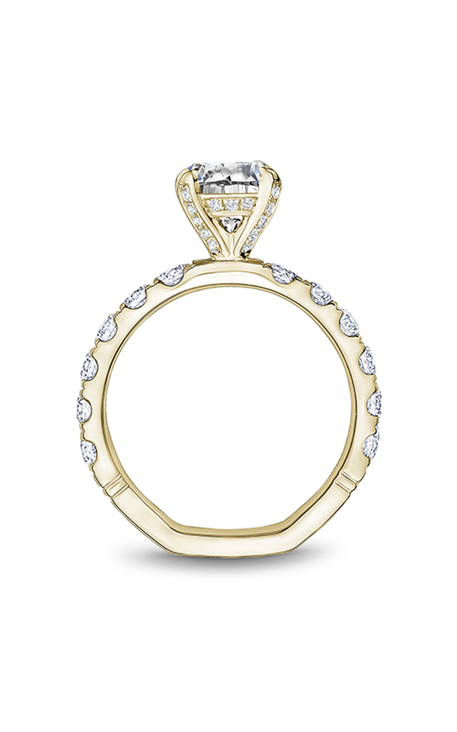 18K Yellow Gold Atelier Sidestone Oval Engagement Ring