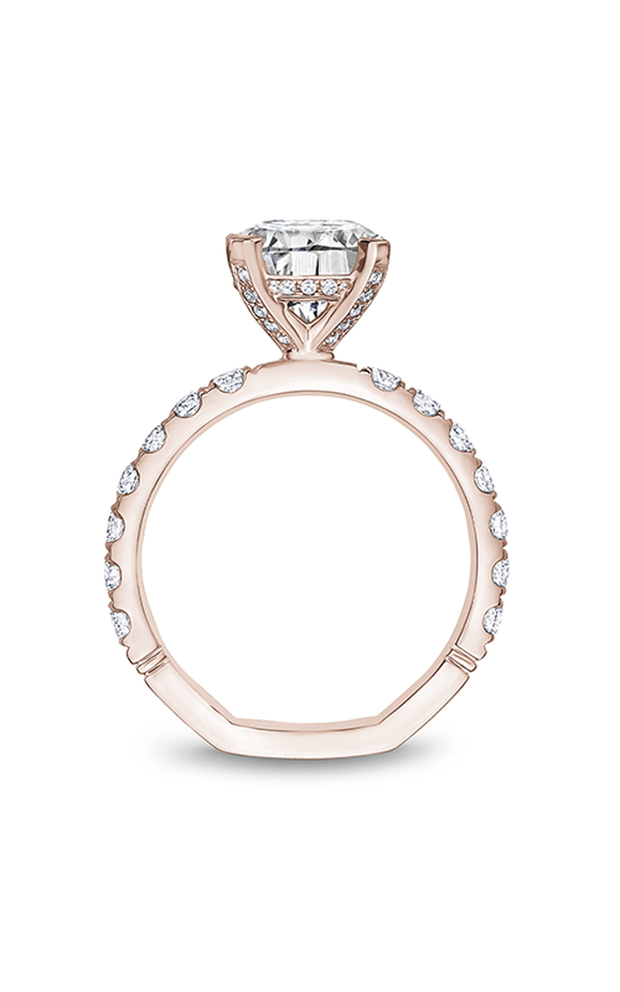 14K Rose Gold Atelier Sidestone Round Engagement Ring