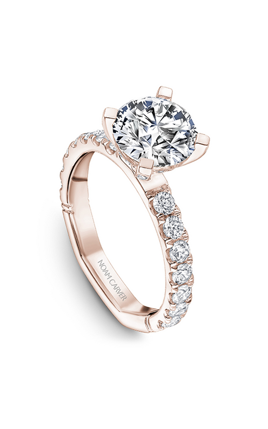 18K Rose Gold Atelier Sidestone Round Engagement Ring