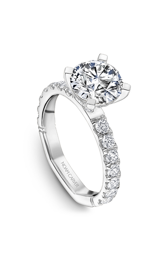 18K White Gold Atelier Sidestone Round Engagement Ring
