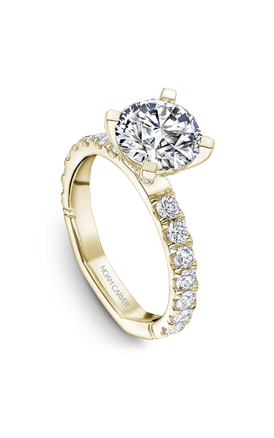 14K Yellow Gold Atelier Sidestone Round Engagement Ring