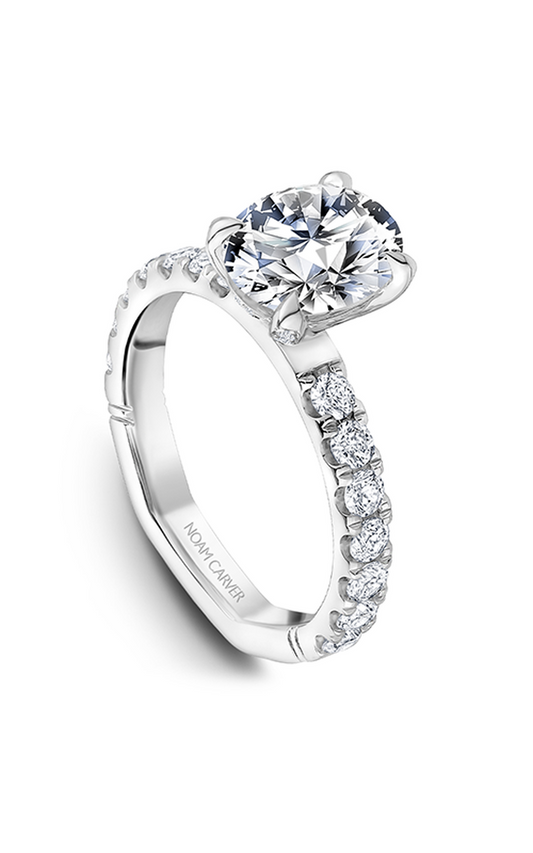 18K White Gold Atelier Sidestone Oval Engagement Ring