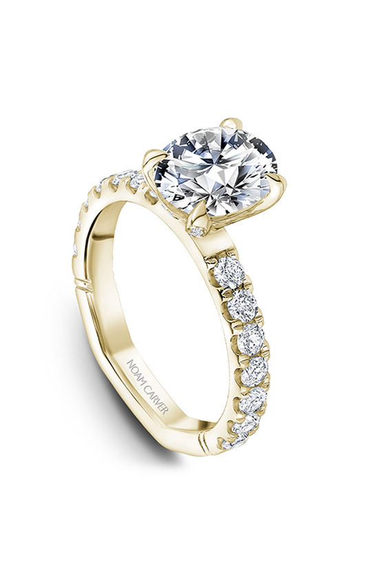 18K Yellow Gold Atelier Sidestone Oval Engagement Ring