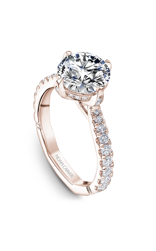 14K Rose Gold Atelier Sidestone Round Engagement Ring