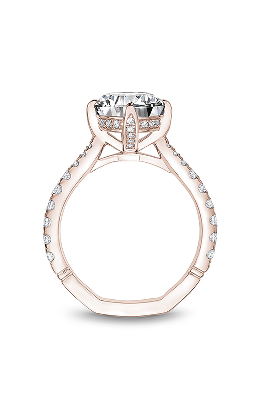 18K Rose Gold Atelier Sidestone Round Engagement Ring