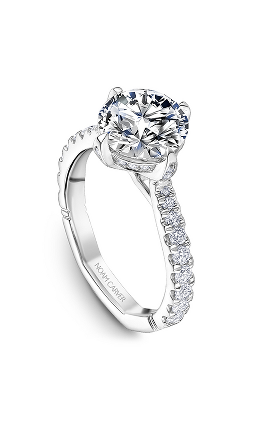 14K White Gold Atelier Sidestone Round Engagement Ring