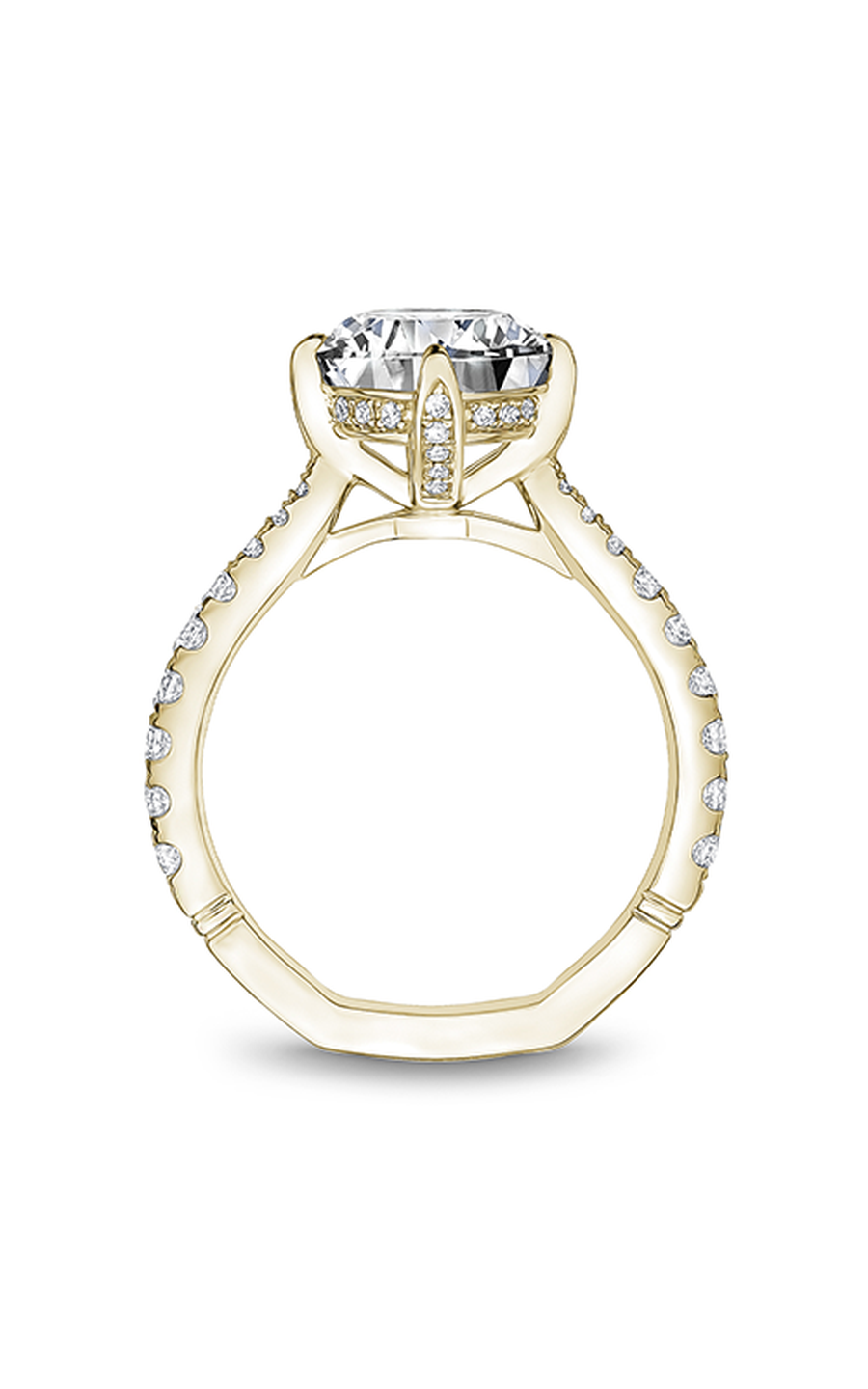 14K Yellow Gold Atelier Sidestone Round Engagement Ring