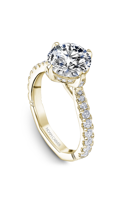 18K Yellow Gold Atelier Sidestone Round Engagement Ring