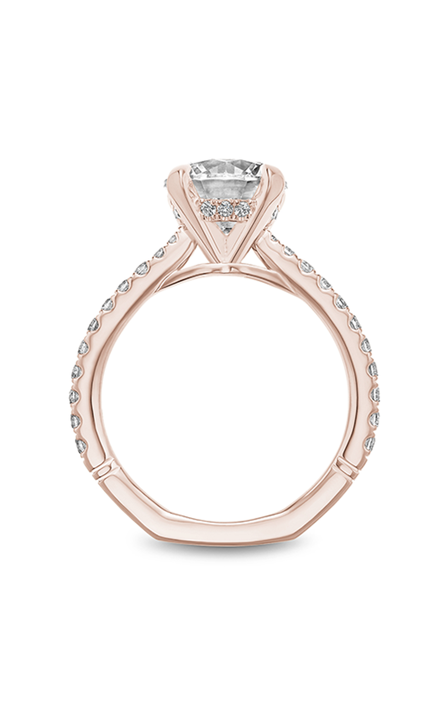 18K Rose Gold Atelier Sidestone Round Engagement Ring