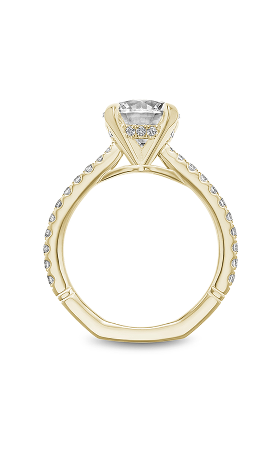 18K Yellow Gold Atelier Sidestone Round Engagement Ring